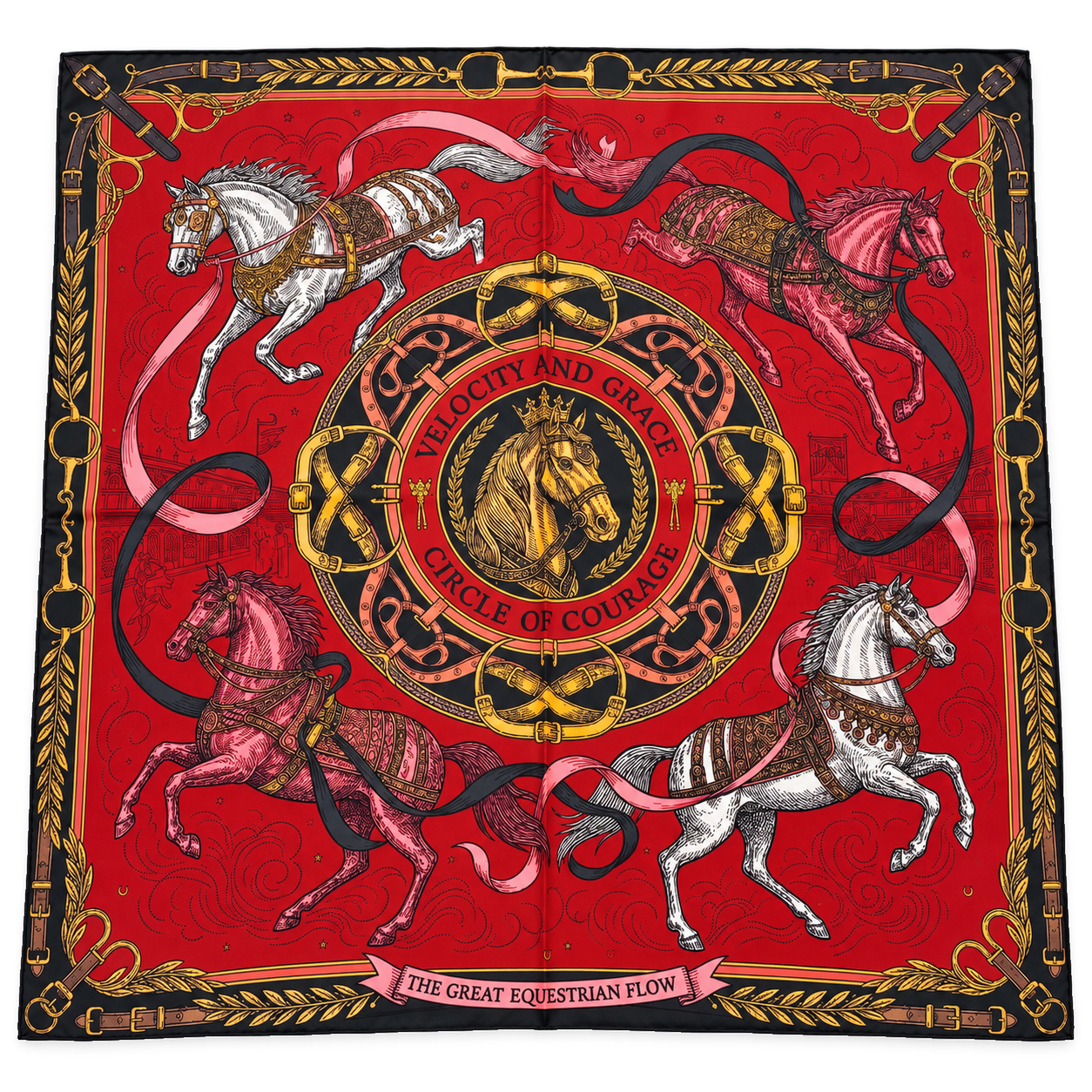 Equestrian Grace, Red, 70 × 70 cm — photograph 1