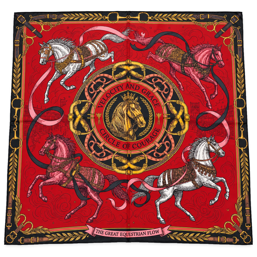 Equestrian Grace, Red, 70 × 70 cm — photograph 1