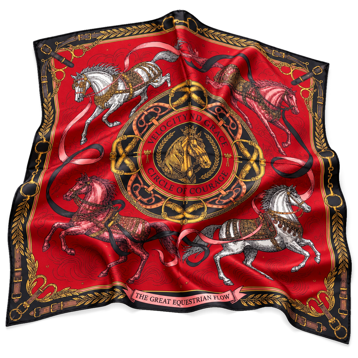 Equestrian Grace, Red, 70 × 70 cm — photograph 2