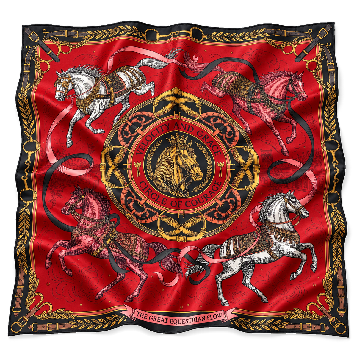 Equestrian Grace, Red, 70 × 70 cm — photograph 3